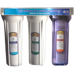 Bộ Lọc Nước Thô 3 Cốc Lọc 10 inch- 1ly Tím Trong-2ly Màu