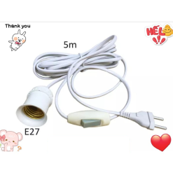 Đui Đèn Liền Dây Có Công Tắc Và Phích Cắm, Dài 5m Và 3m Đuôi Đèn E27 LH-S-P-5m