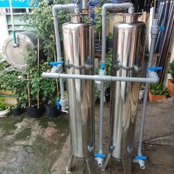 Bộ 2 Cột Lọc Inox Phi 220mm -Dùng Van Mặt Bích -Lọc Nước Nhiễm Phèn